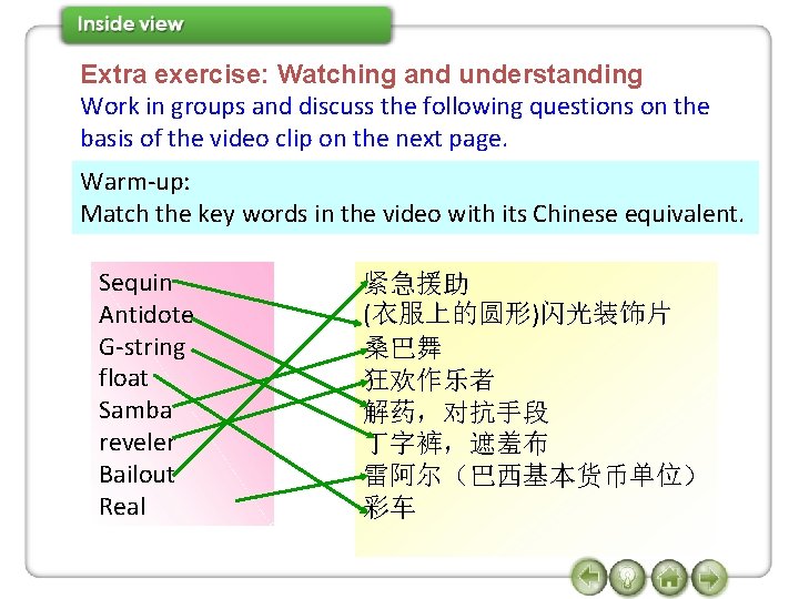 Extra exercise: Watching and understanding Work in groups and discuss the following questions on