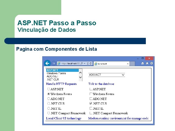 ASP. NET Passo a Passo Vinculação de Dados Pagina com Componentes de Lista 