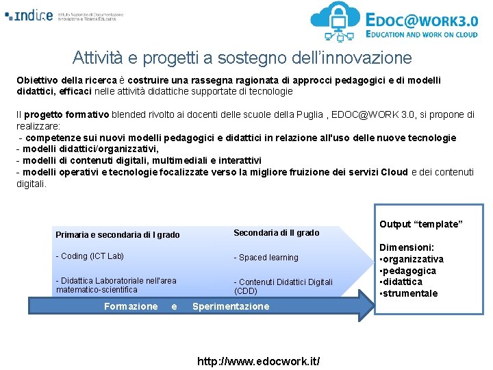 Attività e progetti a sostegno dell’innovazione Obiettivo della ricerca è costruire una rassegna ragionata