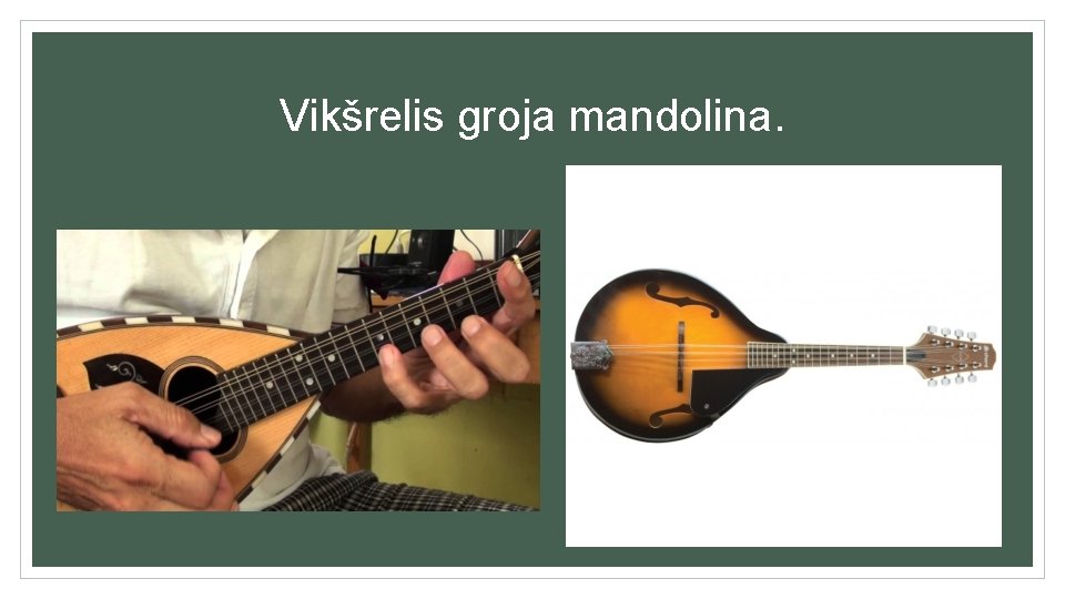 Vikšrelis groja mandolina. 