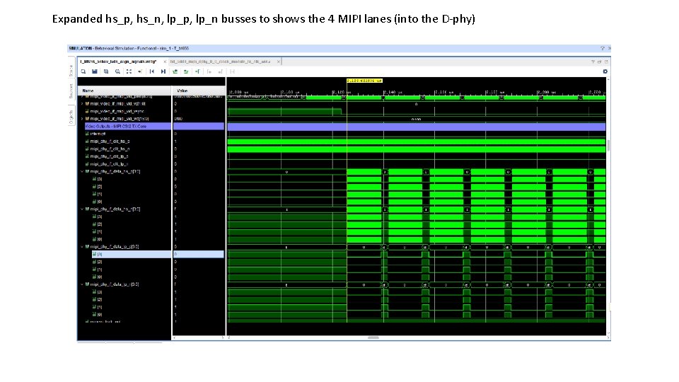 Expanded hs_p, hs_n, lp_p, lp_n busses to shows the 4 MIPI lanes (into the Expanded hs_p, hs_n, lp_p, lp_n busses to shows the 4 MIPI lanes (into the