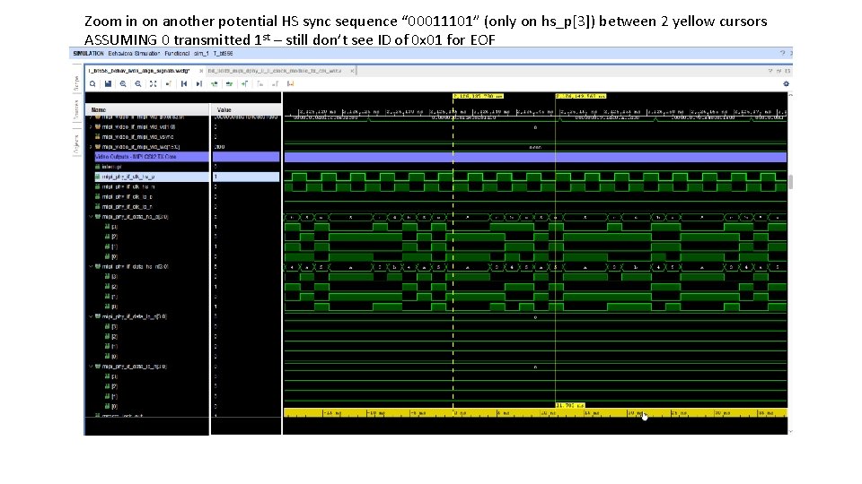 Zoom in on another potential HS sync sequence “ 00011101” (only on hs_p[3]) between