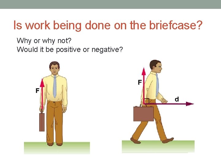 Is work being done on the briefcase? Why or why not? Would it be