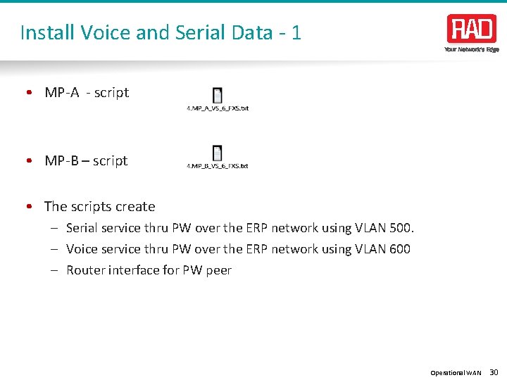 Install Voice and Serial Data - 1 • MP-A - script • MP-B –