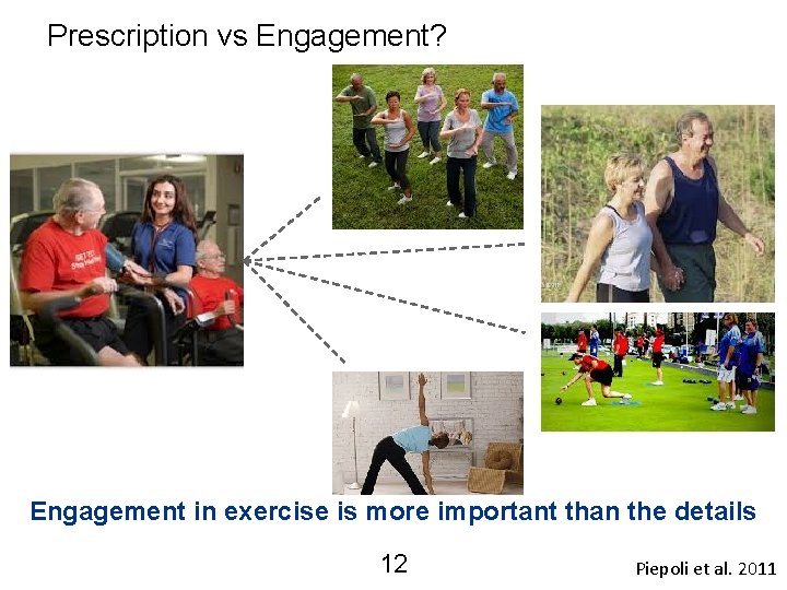 Prescription vs Engagement? Engagement in exercise is more important than the details 12 Piepoli