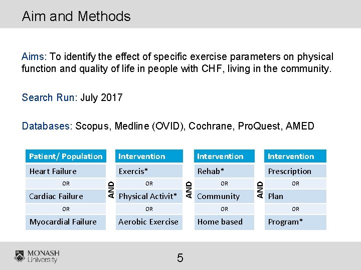 Aim and Methods Aims: To identify the effect of specific exercise parameters on physical