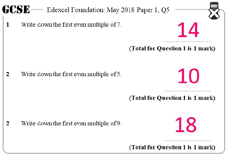 GCSE 1 Edexcel Foundation: May 2018 Paper 1, Q 5 Write down the first