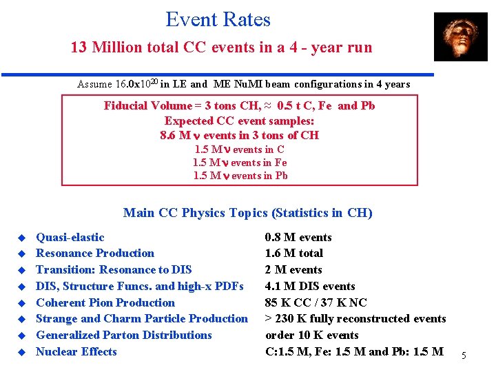 Event Rates 13 Million total CC events in a 4 - year run Assume