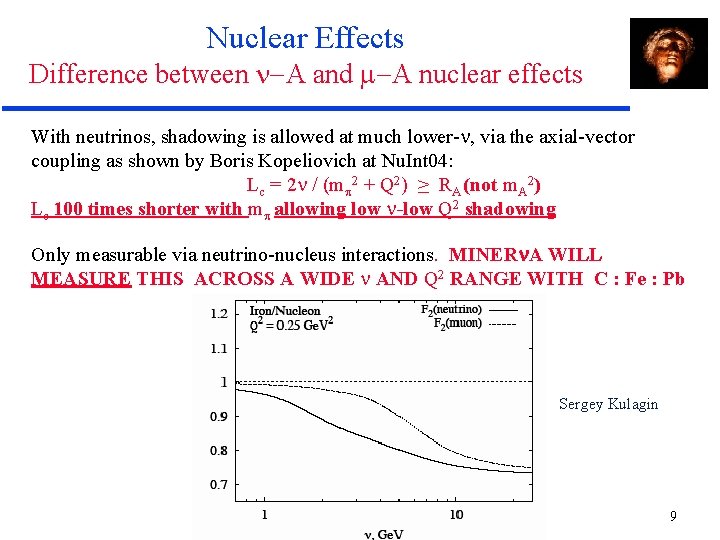 Nuclear Effects Difference between -A and m-A nuclear effects With neutrinos, shadowing is allowed