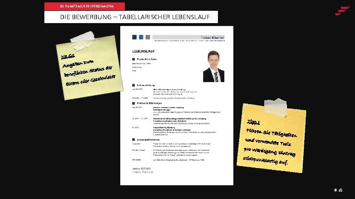 SO PUNKTEN SIE BEI PERSONALERN DIE BEWERBUNG – TABELLARISCHER LEBENSLAUF No Go n zum