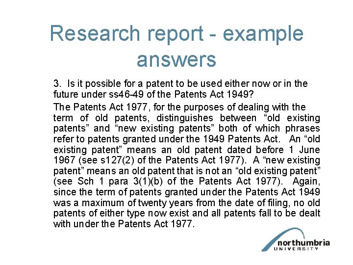 Research report - example answers 3. Is it possible for a patent to be Research report - example answers 3. Is it possible for a patent to be