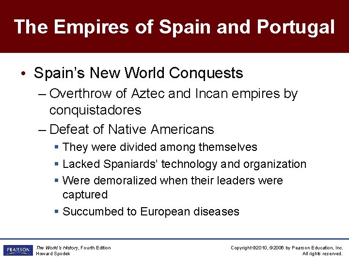 The Empires of Spain and Portugal • Spain’s New World Conquests – Overthrow of