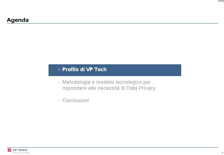 CODICE Agenda • Profilo di VP Tech • Metodologia e modello tecnologico per rispondere