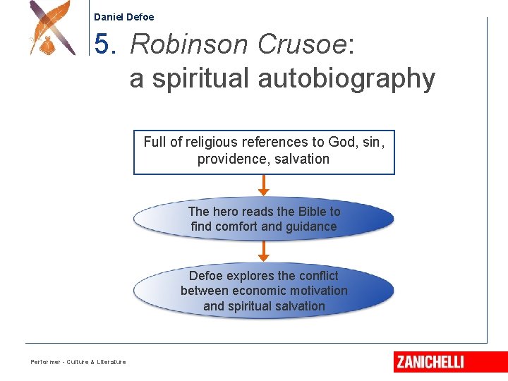 Daniel Defoe 5. Robinson Crusoe: a spiritual autobiography Full of religious references to God,