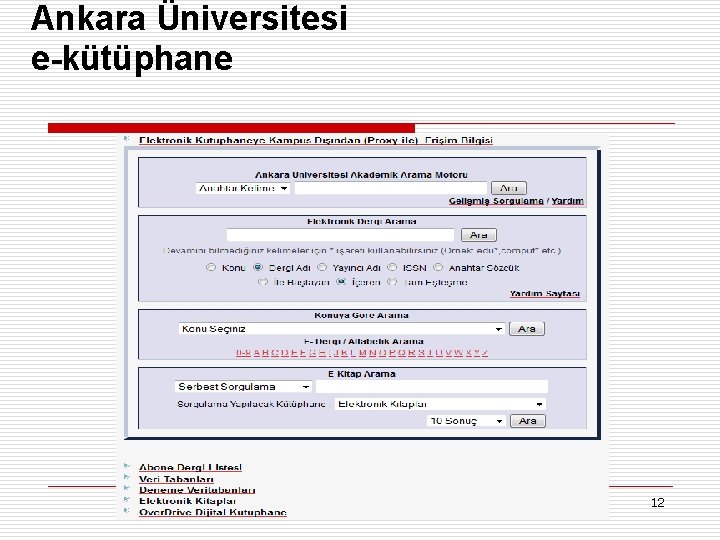 Ankara Üniversitesi e-kütüphane 12 