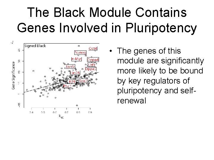 The Black Module Contains Genes Involved in Pluripotency • The genes of this module