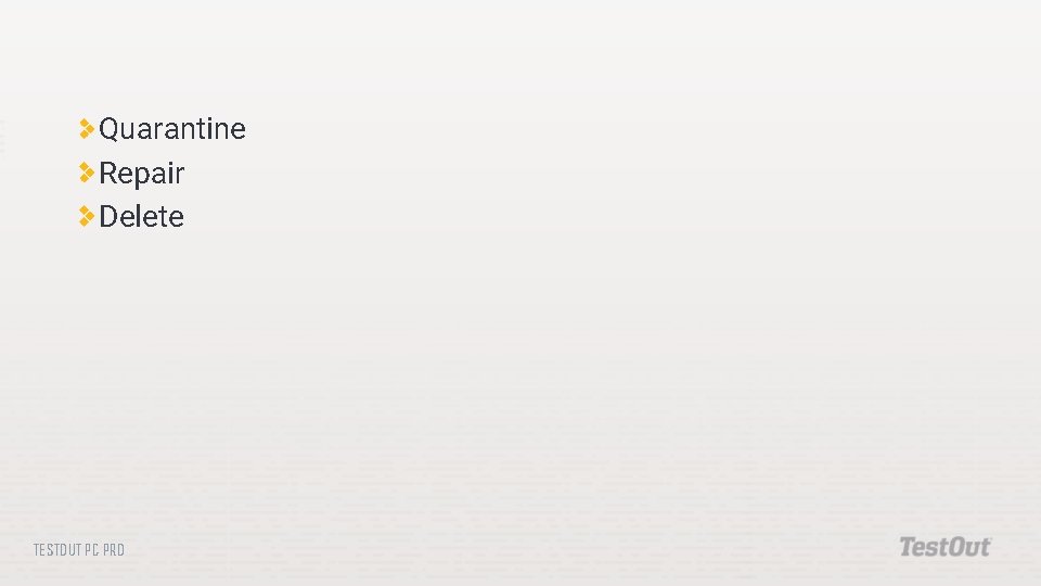 Quarantine Repair Delete TESTOUT PC PRO 