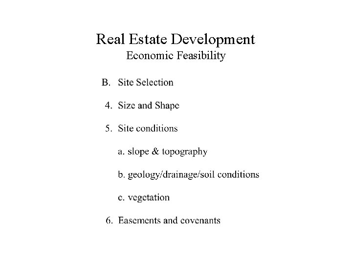 Real Estate Development Economic Feasibility 