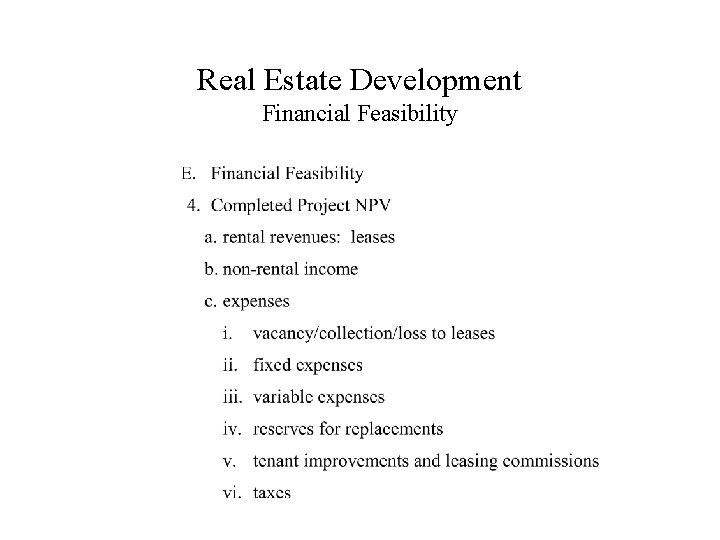 Real Estate Development Financial Feasibility 
