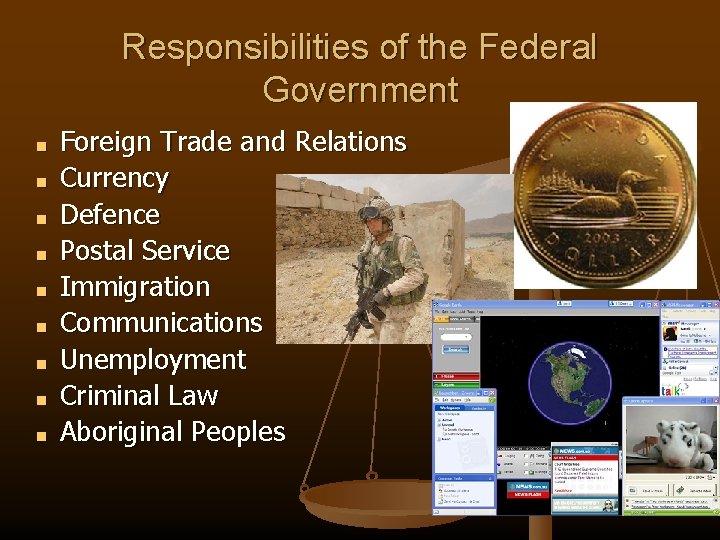 Responsibilities of the Federal Government ■ ■ ■ ■ ■ Foreign Trade and Relations