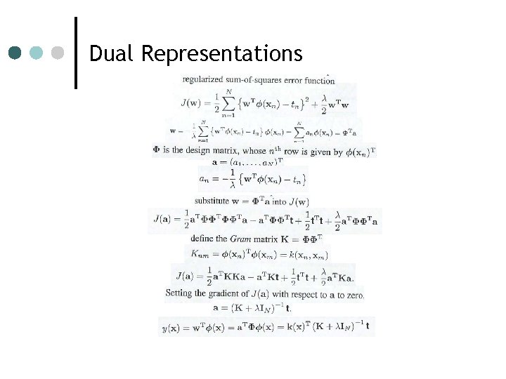 Dual Representations Dual Representations