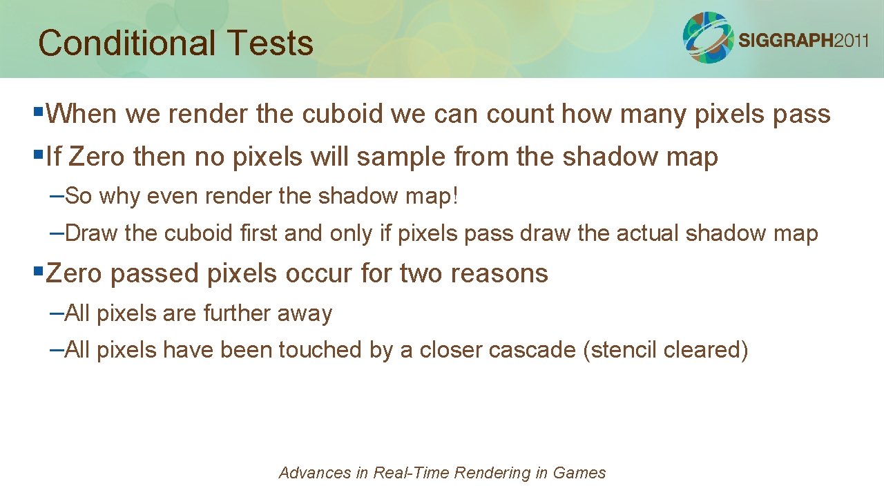Conditional Tests §When we render the cuboid we can count how many pixels pass