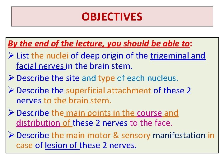OBJECTIVES By the end of the lecture, you should be able to: Ø List
