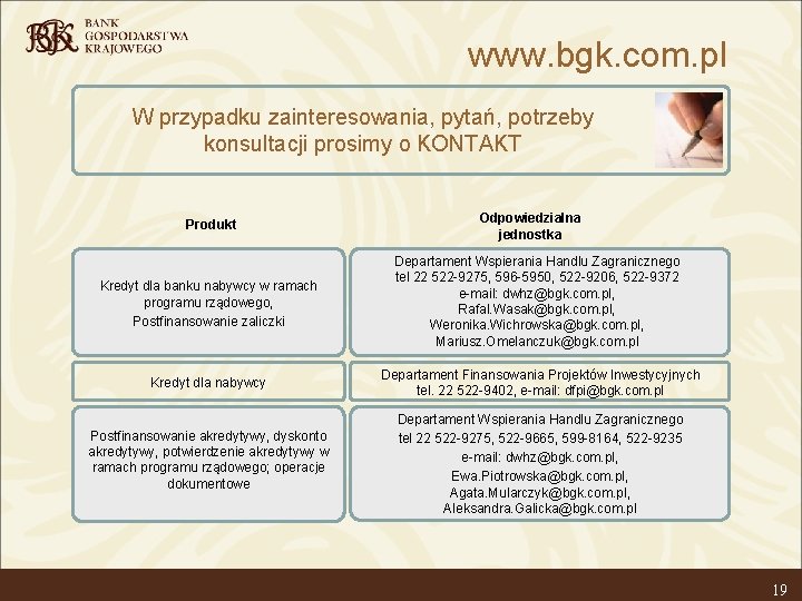 www. bgk. com. pl W przypadku zainteresowania, pytań, potrzeby konsultacji prosimy o KONTAKT Produkt