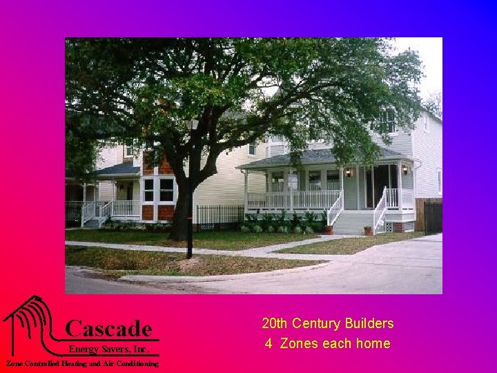 Cascade Energy Savers, Inc. Zone Controlled Heating and Air Conditioning 20 th Century Builders