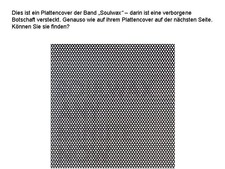 Dies ist ein Plattencover der Band „Soulwax“ – darin ist eine verborgene Botschaft versteckt.