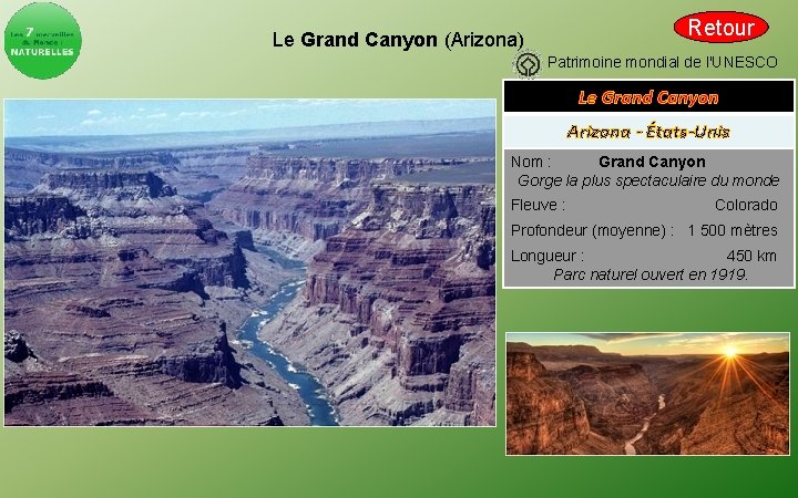 Retour Le Grand Canyon (Arizona) Patrimoine mondial de l'UNESCO Le Grand Canyon Arizona -