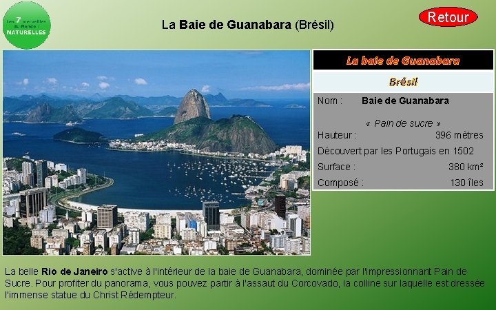 Retour La Baie de Guanabara (Brésil) La baie de Guanabara Brésil Nom : Baie