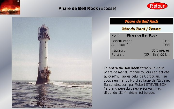 Retour Phare de Bell Rock (Écosse) Phare de Bell Rock Mer du Nord /