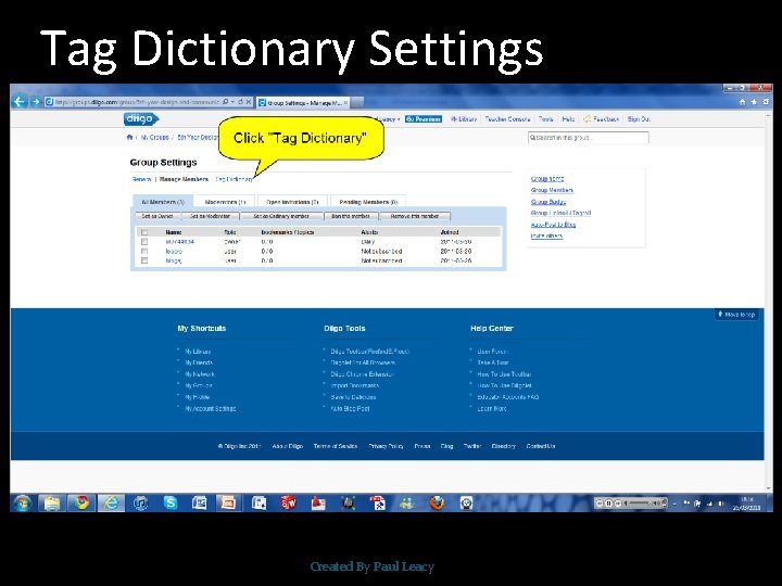 Tag Dictionary Settings Created By Paul Leacy 