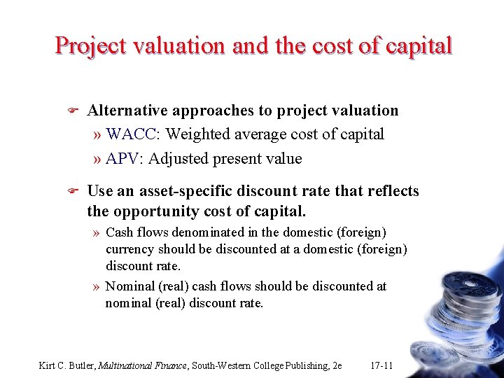 Project valuation and the cost of capital F Alternative approaches to project valuation »