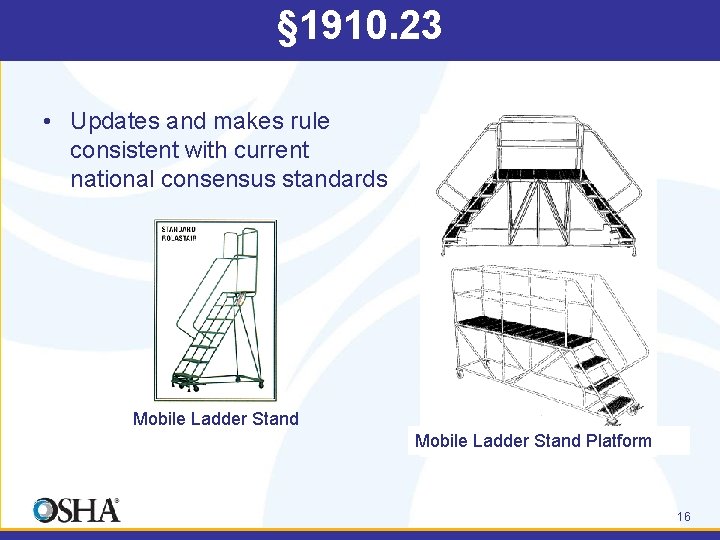 § 1910. 23 • Updates and makes rule consistent with current national consensus standards