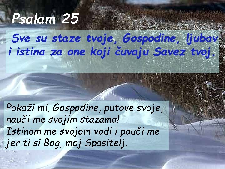 Psalam 25 Sve su staze tvoje, Gospodine, ljubav i istina za one koji čuvaju