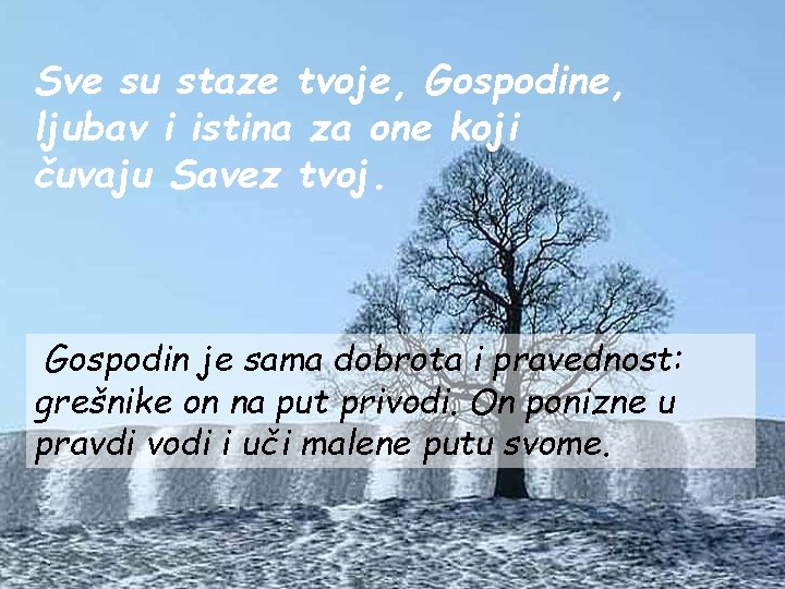 Sve su staze tvoje, Gospodine, ljubav i istina za one koji čuvaju Savez tvoj.