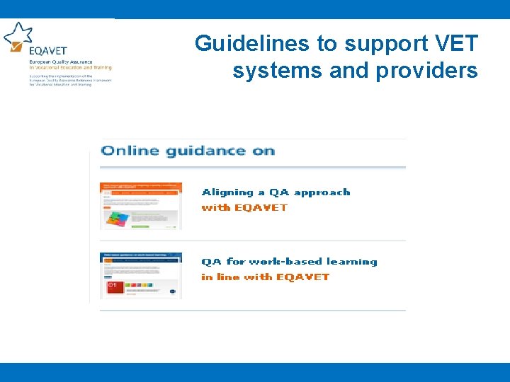 Guidelines to support VET systems and providers 