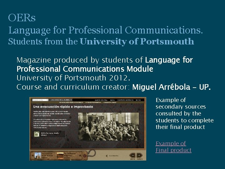 OERs Language for Professional Communications. Students from the University of Portsmouth Magazine produced by