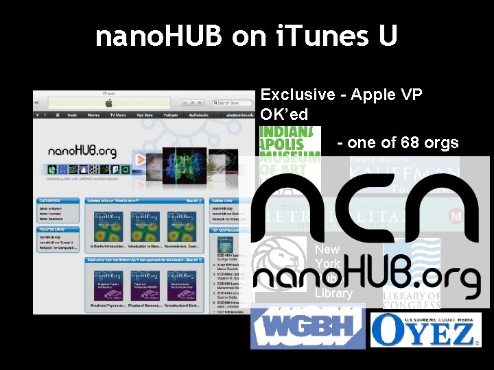 nano. HUB on i. Tunes U Exclusive - Apple VP OK’ed - one of