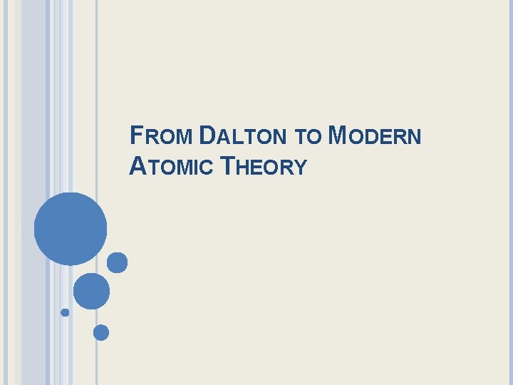 FROM DALTON TO MODERN ATOMIC THEORY 