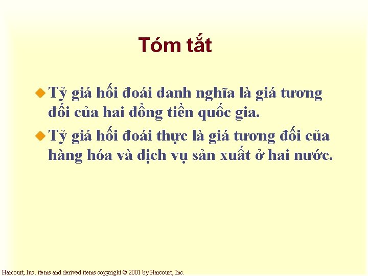 Tóm tắt u Tỷ giá hối đoái danh nghĩa là giá tương đối của