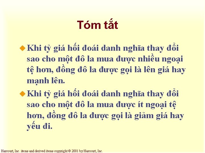 Tóm tắt u Khi tỷ giá hối đoái danh nghĩa thay đổi sao cho