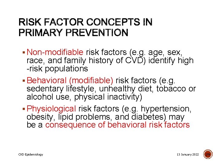 § Non-modifiable risk factors (e. g. age, sex, race, and family history of CVD)