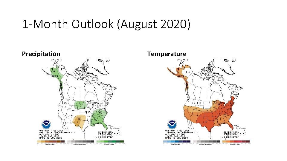 1 -Month Outlook (August 2020) Precipitation Temperature 