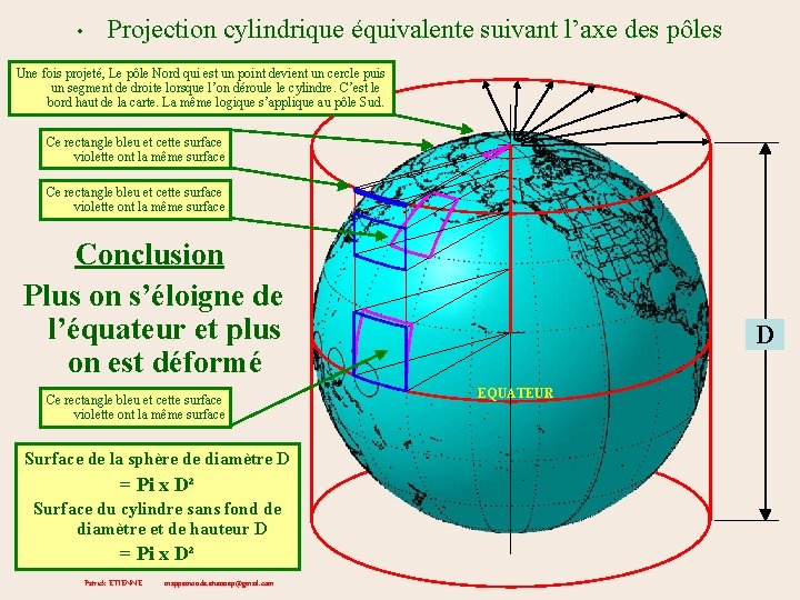 • Projection cylindrique équivalente suivant l’axe des pôles Une fois projeté, Le pôle