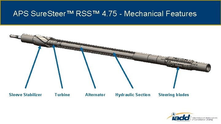 APS Sure. Steer™ RSS™ 4. 75 - Mechanical Features Sleeve Stabilizer Turbine Alternator Hydraulic