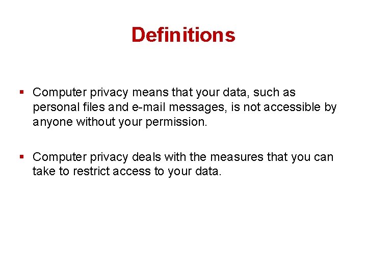 Computer Security 1 Keeping your computer safe Computer
