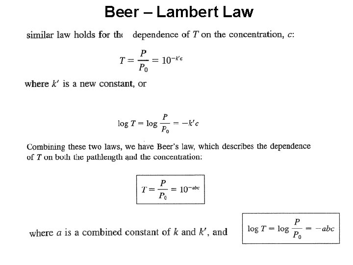 Beer – Lambert Law 